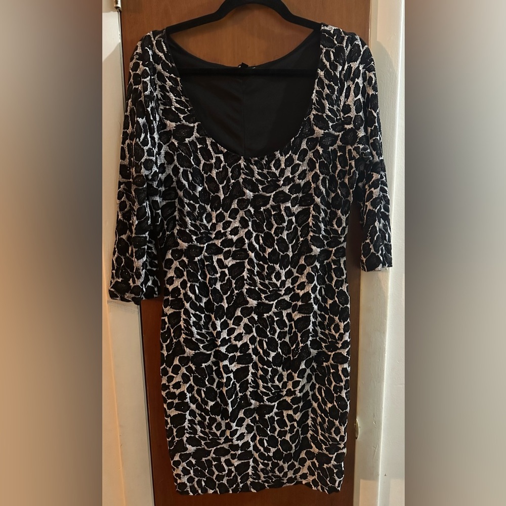 Fashion To Figure Black & White Bodycon Dress Size 2X